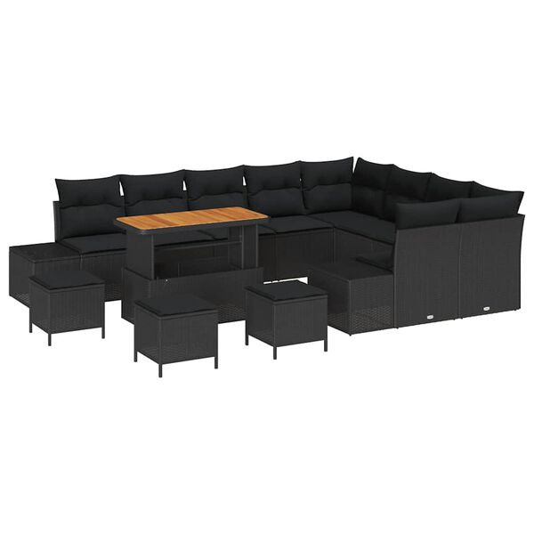 vidaXL Set de canapele pentru grădină 13 pcs Negru Rattan poli