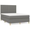 vidaXL Pat box spring cu saltea, gri &icirc;nchis, 140x200 cm, textil