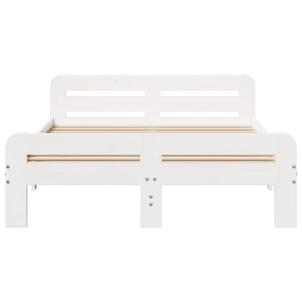 vidaXL Cadru de pat fără saltea, alb, 180x200 cm, lemn masiv pin