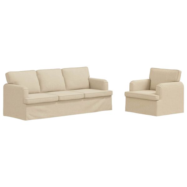 vidaXL Canapea 2 pcs Crem 144 x 80 x 85 cm țesătură