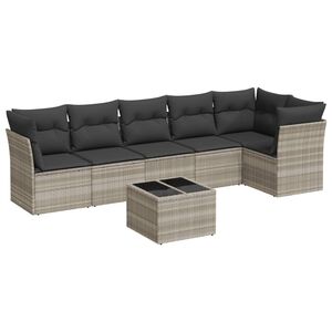 vidaXL Set canapele de grădină cu perne, 7piese gri deschis poliratan