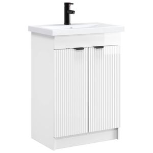 vidaXL Set de mobilier pentru baie Alb foarte lucios