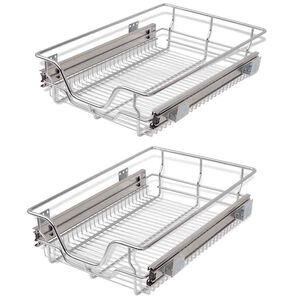 vidaXL Coșuri din s&acirc;rmă retractabile, 2 buc., argintiu, 400 mm