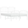 vidaXL Cadru pat metalic cu tăblie de cap/picioare , alb, 150x200 cm