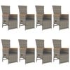 vidaXL Set mobilier grădină cu perne, 9 piese, gri, poliratan