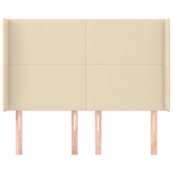 vidaXL Tăblie de pat cu aripioare, crem, 147x16x118/128 cm, textil