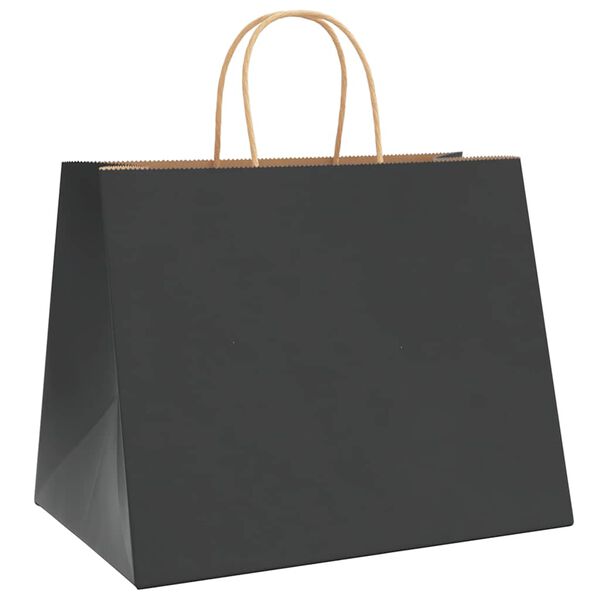 vidaXL Pungi de h&acirc;rtie 250 buc cu m&acirc;nere negre 32x22x24 cm