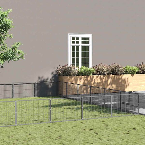 vidaXL Padoc pentru c&acirc;ini, argintiu, 36 m&sup2;, oțel