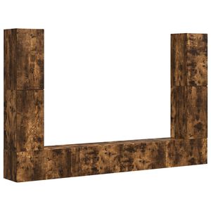 vidaXL Set comodă TV 8 pcs Stejar fumuriu Lemn compozit