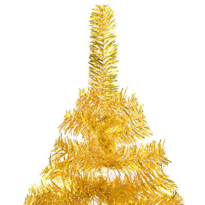 vidaXL Brad Crăciun artificial pre-iluminat/suport, auriu, 240 cm, PET