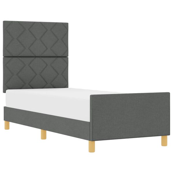 vidaXL Cadru de pat cu headboard Gri &icirc;nchis 80 x 200 cm țesătură