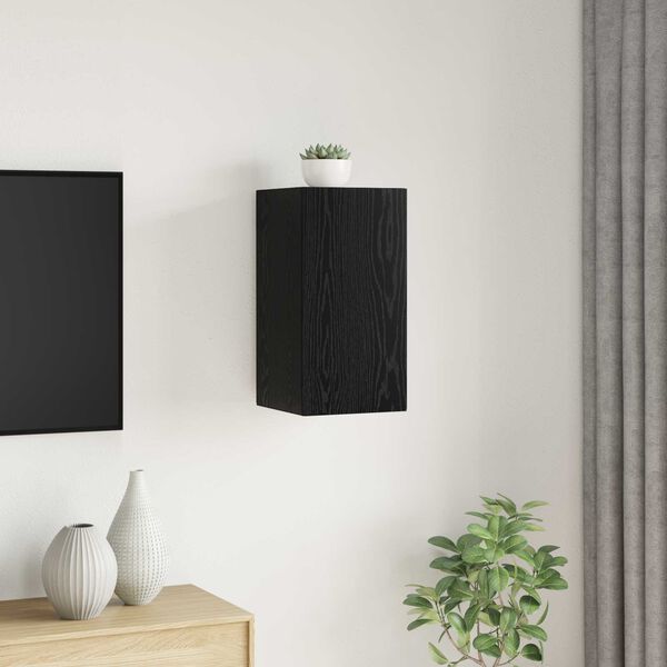 vidaXL Dulap pentru TV pe Perete Stejar Negru 30,5 x 30 x 60 cm