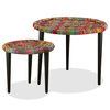 vidaXL Set măsuțe cafea, 2 buc., detalii chindi &icirc;mpletite, multicolor