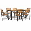 vidaXL Set mobilier de grădină, 7 piese, lemn masiv de acacia și metal