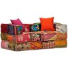 vidaXL Canapea puf modulară cu 2 locuri, petice, material textil