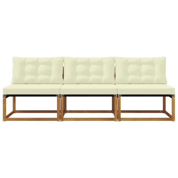 vidaXL 3 Bucată Canapea Medie pentru Exterior Lemn Solid de Acacia