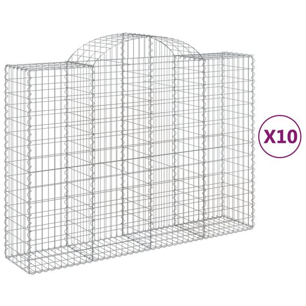 vidaXL Coșuri gabion arcuite 10 buc, 200x50x140/160cm, fier galvanizat