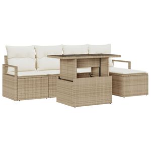 vidaXL Set de canapele pentru grădină 6 pcs Bej Rattan poli