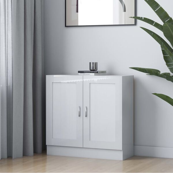 vidaXL Bibliotecă, alb extralucios, 82,5x30,5x80 cm, lemn prelucrat