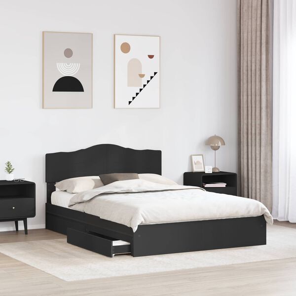 vidaXL Pat cu storage cu headboard Negru 150 x 200 cm Lemn compozit