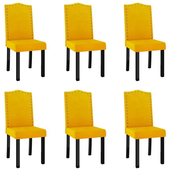 vidaXL Scaune de sufragerie, 6 buc, galben, catifea