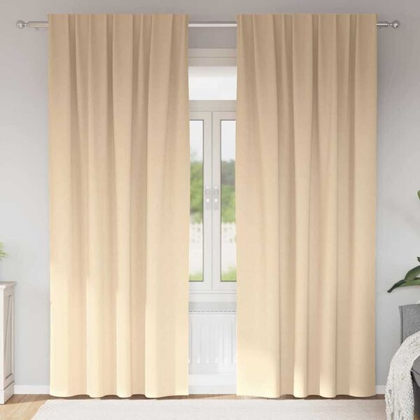vidaXL Perdele Opaque cu Inel 2 pcs Crem 225 x 140 cm Poliester