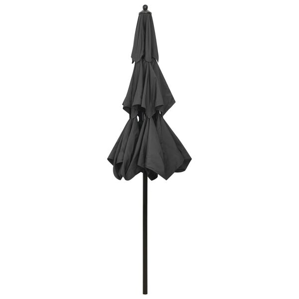 vidaXL Umbrelă de grădină 3 niveluri, stâlp aluminiu, antracit, 2,5 m