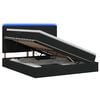 vidaXL Pat cu LED și saltea Negru 160 x 200 cm Țesătură