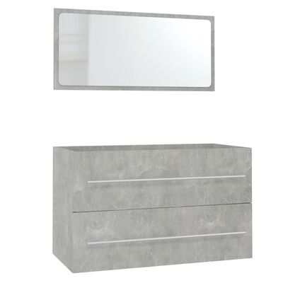 vidaXL Set mobilier de baie, 3 piese, gri beton
