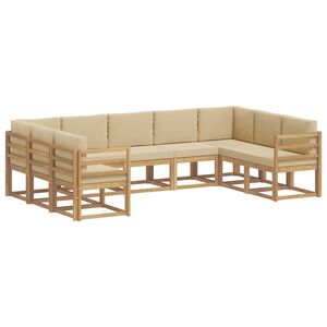 vidaXL Set de canapele de exterior 9 buc. Alb și Bej