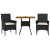vidaXL Set mobilier grădină perne 3 piese negru poliratan/lemn acacia