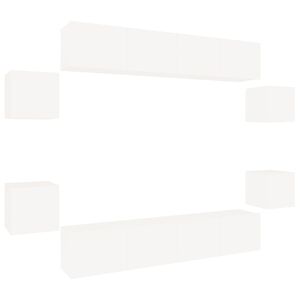 vidaXL Set dulap TV, 8 piese, alb, lemn prelucrat