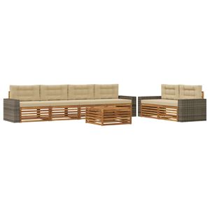 vidaXL Set de canapele de exterior 7 buc. Natural și Bej Poliester