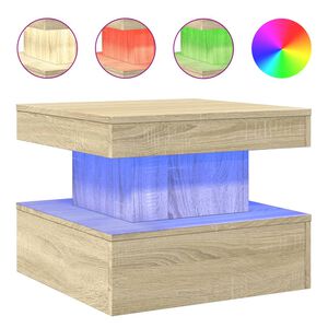 vidaXL Măsuță de cafea cu lumini LED, stejar sonoma, 50x50x40 cm