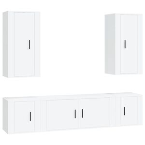 vidaXL Set dulap TV, 5 piese, alb, lemn prelucrat