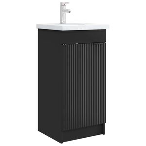 vidaXL Mobilă de baie cu chiuvetă Negru 42 x 40 x 84,5 cm