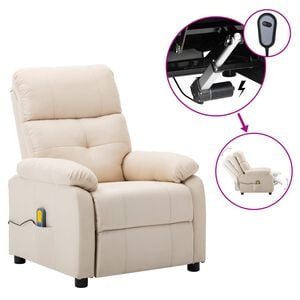 vidaXL Scaun de masaj electric, material textil crem