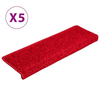 vidaXL Covorașe de scară, 5 buc.,roșu, 65x21x4 cm