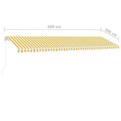 vidaXL Copertină autonomă retractabilă manual, galben/alb, 600x300 cm