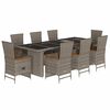vidaXL Set mobilier grădină cu perne, 9 piese, gri, poliratan