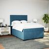 vidaXL Pat box spring cu saltea, albastru, 140x200 cm, catifea