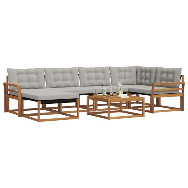 vidaXL Set de canapele de exterior 7 pcs Gri natural și deschis