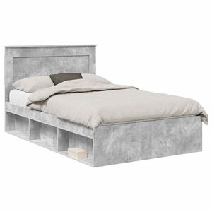 vidaXL Cadru de pat cu headboard Beton 120 x 200 cm Lemn de pin masiv
