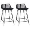 vidaXL Scaun de bar 2 pcs Negru 44 x 45 x 76 cm Rattan și oțel