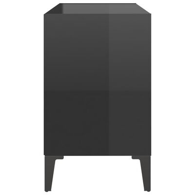 vidaXL Comodă TV cu picioare metalice, negru extralucios 69,5x30x50 cm