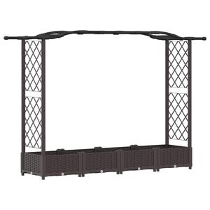 vidaXL Pat Ridicat cu Trellis și Acoperiș Maro 207 x 40 x 123 cm PP