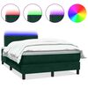 vidaXL Pat cu arcuri cu saltea și LED, verde &icirc;nchis, 120x210 cm, catifea
