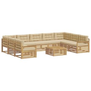 vidaXL Set de canapele de exterior 10 buc. Alb și Bej