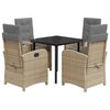 vidaXL Set mobilier pentru grădină, 5 piese, cu perne, bej, poliratan