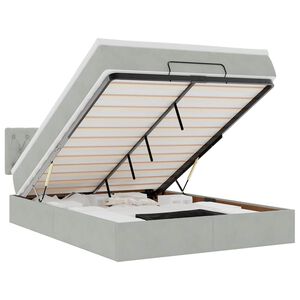 vidaXL Cadru de pat otoman cu saltea Gri deschis 140x190cm catifea